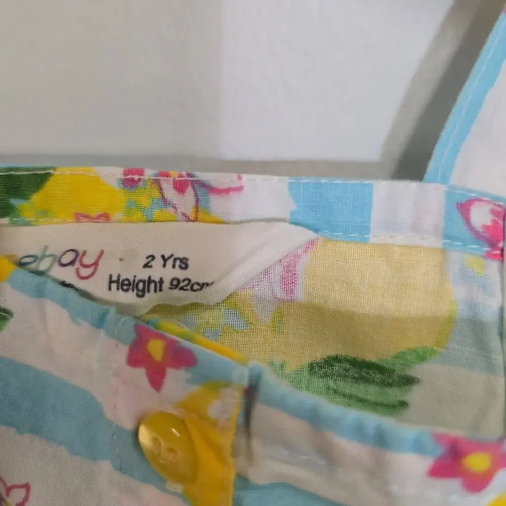 Beebay girls Lemon Striped Pinafore Dress 2 years NWT